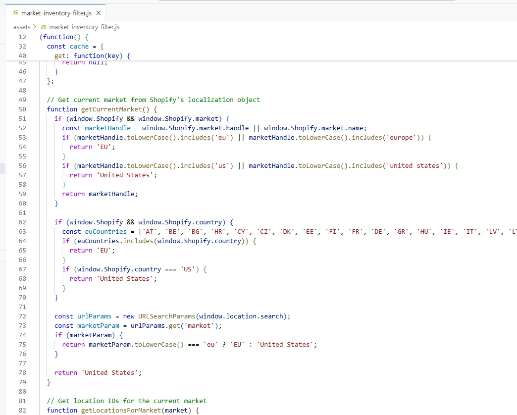 Inventory Filter JavaScript